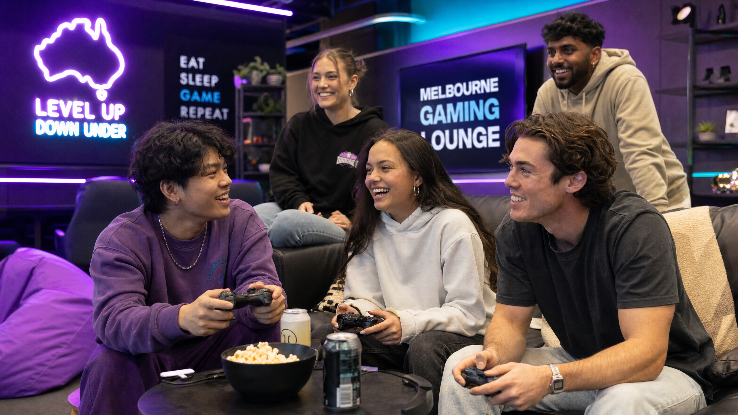 NeonMultiplayer Team in Melbourne Gaming Lounge